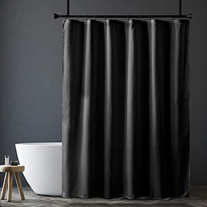 Black Shower Curtain Liner, Black Fabric Shower Liner, 2-in-1 Bathroom Shower Curtain and Liner, 12 Grommet Holes, Water Proof, Machine Washable, Hotel Quality, 72 x 72 Inches - color: Black, size: 72"W x 72"L (Pack of 1)