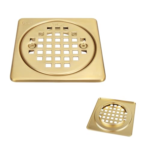 4 Inch Shower Floor Drain Cover, SUS 304 Stainless Steel Grate | 2-in-1 Shower Drain Cover Replacement, Fits Round & Square Drains For Bathroom Shower and Kitchen Floor, Brushed Brass - color: Brushed Brass, size: 4 Inch Cover Only