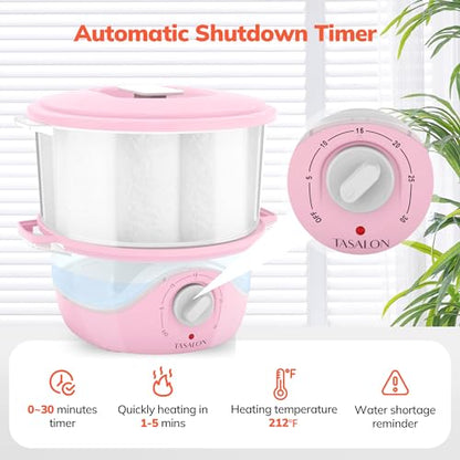 TASALON Pink Hot Towel Steamer for Facials, 5-Min Quick Heating Towel Warmer Machine, Portable Spa Salon Equipment with Aromatherapy for Massage - size: S Size