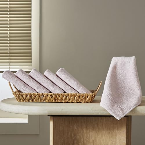 Ozdilek 6-Piece Washcloth Set 13x13 Towels 100% Turkish Cotton, Soft, Absorbent, Gentle on Sensitive Skin, Multi-Purpose Use, Washable, Reusable, Ideal for Baby Care & Spa 6 Towels (Mauve Pink) - color: Mauve Pink