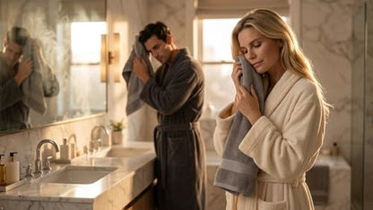6 Piece 100% Cotton Bath Towel Set - 2 Bath - 2 Hand - 2 Face, Grey | 100% Cotton • Thick & Plush • Hotel Quality • Ultra Soft • Highly Absorbent • Quick Dry • Low Lint • Machine Washable - color: Light Grey