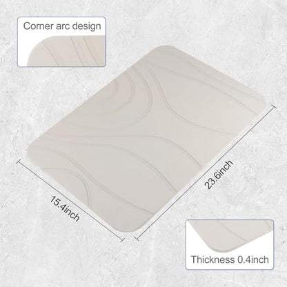 Stone Bath Mat, 2 Pack Diatomaceous Earth Shower Mat, Non-Slip Super Absorbent Quick Drying Bathroom Floor Mat, 24x15, White - color: White