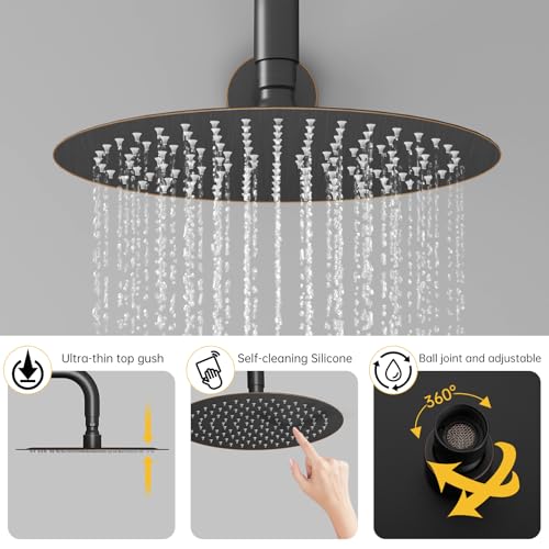 BESy Shower System with 10 Inch Round Rain Shower Head and Handheld Wall Mounted, High Pressure Rainfall Shower Faucet Fixture Combo Set with 2 in 1 Handheld Showerhead for Bathroom, Bronze - color: Bronze