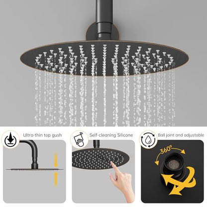 BESy Shower System with 10 Inch Round Rain Shower Head and Handheld Wall Mounted, High Pressure Rainfall Shower Faucet Fixture Combo Set with 2 in 1 Handheld Showerhead for Bathroom, Bronze - color: Bronze