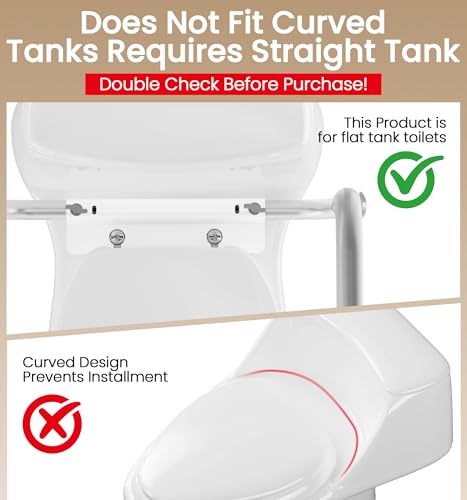 HOMLAND Toilet Safety Rails for Seniors, 350LB Aluminum Toilet Handle | Adjustable Height & Width, Soft Padded Handles, Anti-Slip Rubber Feet, Toilet Safety Frame, Toilet Grab Bars For Elderly