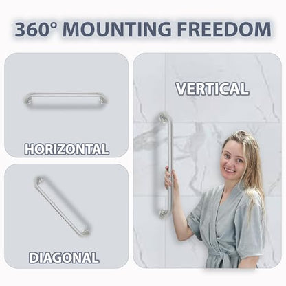 Grab Bar for Bathtub Shower - 1.5" Dia. / Stairs Bed Toilet Bathroom / Stand Assist & Safety Handrail / 304 Stainless Steel / Smooth Grip / 32" - color: Stainless Steel, size: 32 in. Smooth Grip