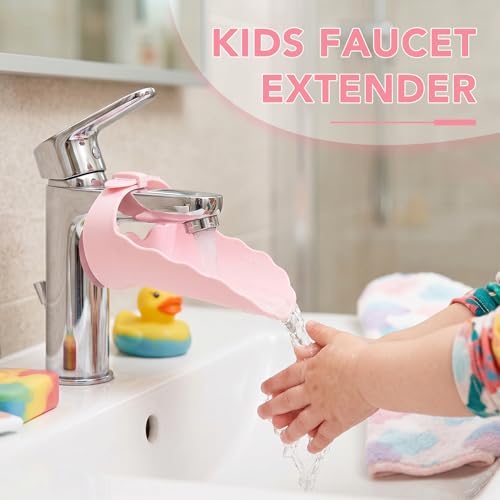 Faucet Extender for Kitchen Sink and Bathtub, Universal PP Kids Hand Wash Faucet Extension Easy Install Toddler Bathroom Accessory (Pink) - color: Pink