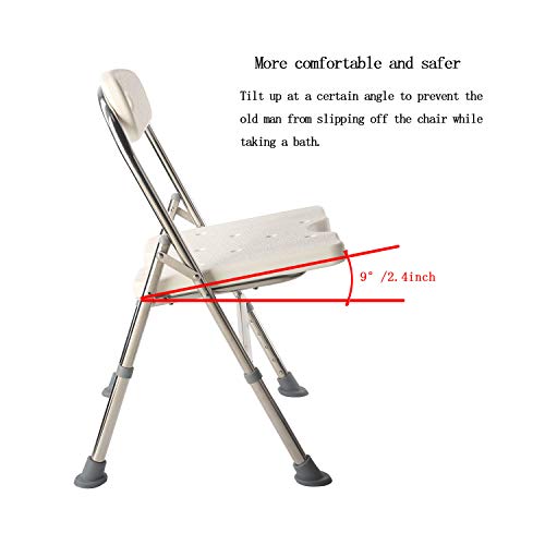 Elderly Assis One-Piece Shower Chair Premium Series Shower Chair with Back Adjustable Bath Chair for Seniors Disabled Injured Pregnant Woman White Supports Up to 330 Lbs - color: Shower Chair 202-8