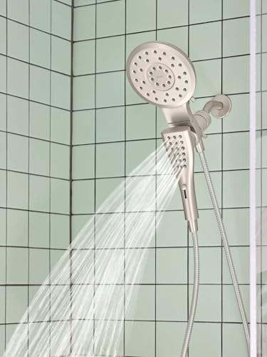 Moen 220C2EPSRN Verso Showerhead Combo, Magnetix, Brushed Nickel | Rain and handshower combo, Magnetix docking, Infiniti dial spray control, 60" hose, brushed nickel finish - color: Spot Resist Nickel