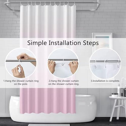 Ombre Pale Pink Stall RV Shower Curtain with Hooks 36x72inches | Machine Washable Waterproof, Modern Solid Boho Gradient, Bathroom Dorm Hotel Room Divider, Easy to Install, Window Curtain - color: Pale Pink, size: 36"W x 72"L (Pack of 1)