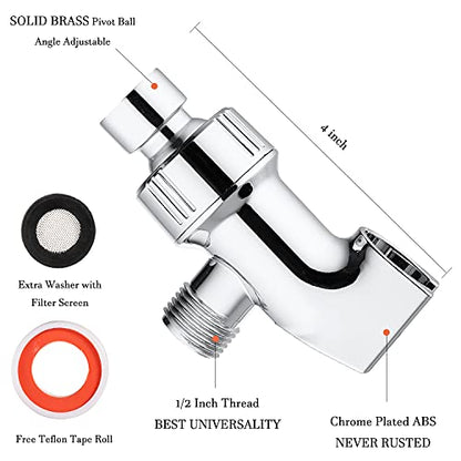 Universal Shower Head Holder for Hand Held Showerheads, Adjustable Shower Arm Mount Bracket with Brass Pivot Ball, Shower Head Connector - Chrome - color: Chrome