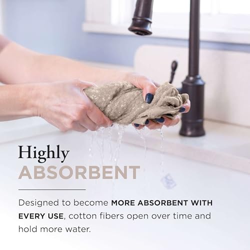 Thyme and Sage 100% Cotton Turkish Kitchen Hand Towel Set, Flax, 8 Pack | Premium Materials, 16"x26", Made in Turkey, Ultra Absorbent, 350 GSM - color: Flax, size: Pack of 8