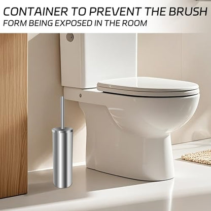 Stainless Steel Toilet Brush with Holder Set for Bathroom Storage and Organization Toilet Bowl Cleaner Brush and Holder (1, Silver) - color: Silver