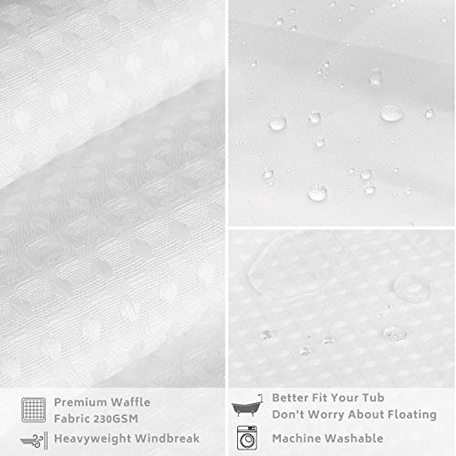 71x74 White Waffle Weave Fabric No Hooks Shower Curtain with Removable Polyester Liner - Heavy Duty Bath Curtain with See Through Top Machine Washable - color: White, size: 71"W x 74"L (Pack of 1)