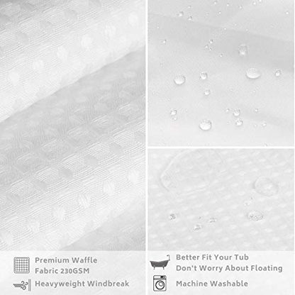 71x74 White Waffle Weave Fabric No Hooks Shower Curtain with Removable Polyester Liner - Heavy Duty Bath Curtain with See Through Top Machine Washable - color: White, size: 71"W x 74"L (Pack of 1)