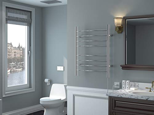 8-Bar Towel Warmer, Heated Towel Rack, Plug-in, Brushed | 304 Stainless Steel Curved 8-Bar Wall-Mounted Towel Warmer With Plug-In Installation Only For Bathrooms - color: Brushed