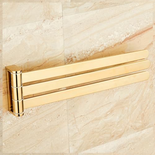 ZHOUXIAO Premium Swing Out Towel Bar Gold Finish/Towel Racks for Bathroom or Kitchen, Metal Bold Towel Bar Folding Arm Swivel Hanger Bathroom Storage Organizer Wall Mounted Silver