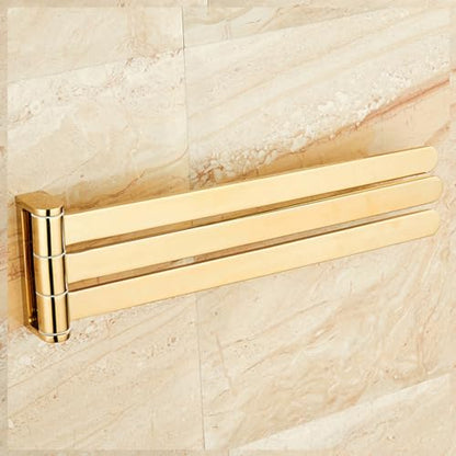 ZHOUXIAO Premium Swing Out Towel Bar Gold Finish/Towel Racks for Bathroom or Kitchen, Metal Bold Towel Bar Folding Arm Swivel Hanger Bathroom Storage Organizer Wall Mounted Silver