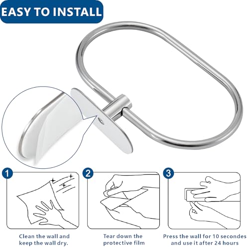Toilet Paper Holder/Towel Ring Self Adhesive, Eolax No Drilling Chrome Bathroom Hardware Accessories, Stainless Steel Sticky Toilet Roll Hanger and Hand Towel Holder, 2 Pieces - color: Chrome