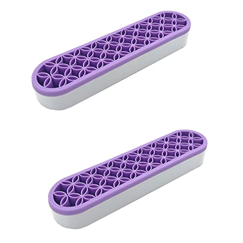 TANG SONG 2 PCS Silicone Make up Brush Holder Cosmetic Storage Box Desktop Organizers (Light Purple) - color: Light Purple, size: 2 PCS