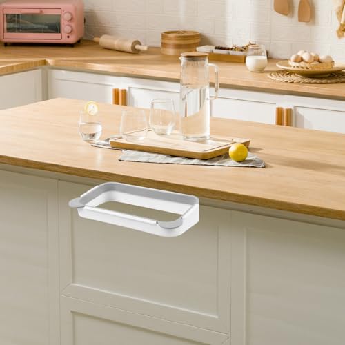 Hanging Trash Bag Holder Over the Drawer Kitchen Garbage Bag Rack | Under Sink Trash Can Plastic Cupboard Door Mounted Holder Recycle Bin for Kitchen Grey