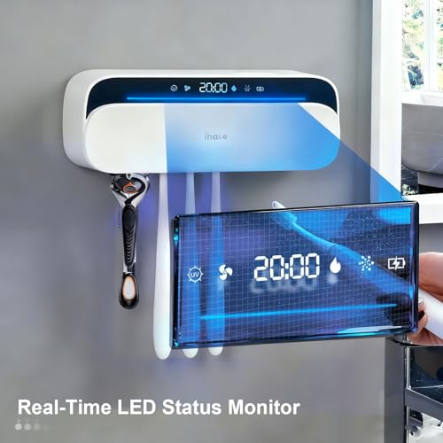 iHave Toothbrush Sanitizer Holder Wall Mounted UVC Tube 5 Slots for Family | 1 - color: White