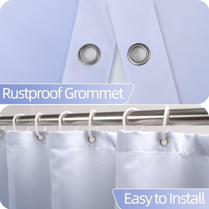 Ombre Blue Stall RV Shower Curtain with Hooks 36x72inches | Machine Washable Waterproof, Modern Solid Boho Gradient, Bathroom Dorm Hotel Room Divider, Easy to Install, Window Curtain - color: Blue, size: 36"W x 72"L (Pack of 1)