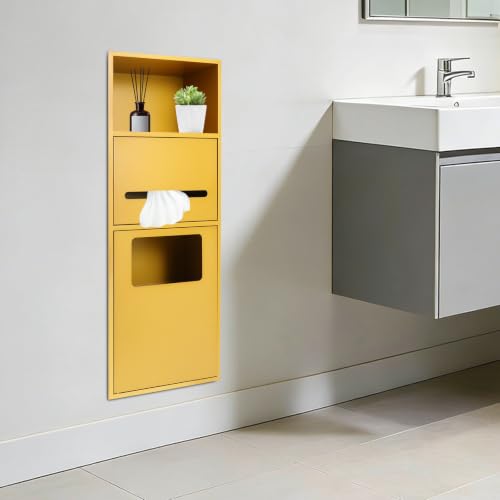 Recessed Toilet Paper Holder in Wall Tissue Toilet Roll Holder Stainless Steel recessed wall Niche Bathroom Toilet Paper Holder with Storage Cabinet for Kitchen Bedroom Hotel (27.5in-Gold) - color: 27.5in-gold