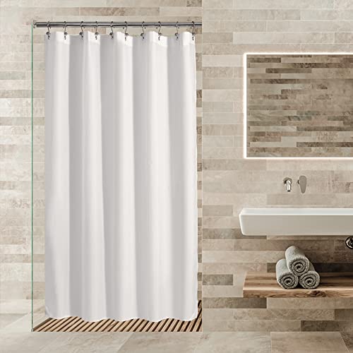 ALYVIA SPRING 54x72 Stall Waterproof Fabric Shower Curtain or Liner White | 2 Magnets, Soft Cloth & Hotel Quality, Machine Washable, Light-Weight, Stall Size - color: White, size: 54"W x 72"L (Pack of 1)