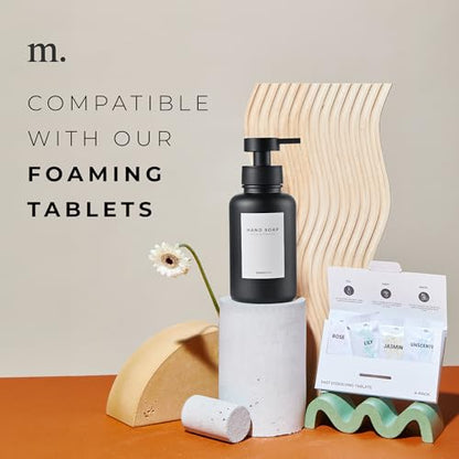 MaisoNovo Glass Foaming Soap Dispenser 14 Oz | Glass Bottles Pumps x 2 Black - color: Black Bottles/Black Plastic Pumps