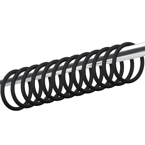 Mabor 12 Pack Shower Curtain Rings, Plastic Easy Snap Hooks for Bathroom, Black PE Shower Rod Hangers with Smooth Slide Design - color: Black