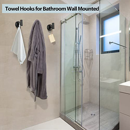 Kruodop Towel Hooks for Bathroom,4 Packs Wall Mount Towel Holder,Black Matte Wall Robe Hook,Stainless Steel Heavy Duty Door Hanger Towel Hook for Kitchen, Bedroom,Hotel,Pool,Coats - Black - color: 4pcs black