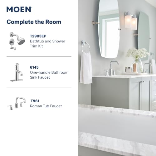Moen Gibson Two-Handle High Arc Widespread Modern Bathroom Sink Faucet for 3-Hole Setups with Valve Included, Chrome, TV6142 - color: Chrome, style: Valve + Trim