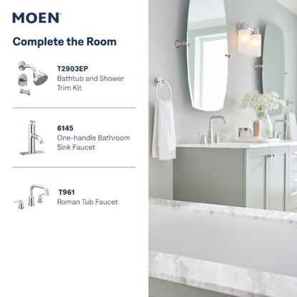 Moen Gibson Two-Handle High Arc Widespread Modern Bathroom Sink Faucet for 3-Hole Setups with Valve Included, Chrome, TV6142 - color: Chrome, style: Valve + Trim