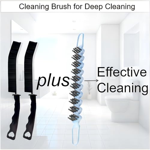 Crevice Cleaning Brush Set Grout Scrub Cleaning Tools 3 Pcs Black/Blue - color: Black&blue