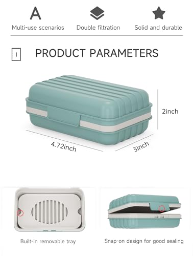 Doter Travel Soap Holder with Lid - Draining Soap Box for Shower -Compact Travel Soap Case Leak-Proof Design for Camping, Hiking, Gym & Outdoor Use | Keeps Soap Dry & Hygienic - color: Blue