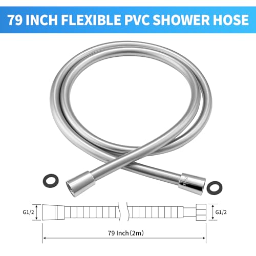 Extra Long Replacement Shower Hose Extension Handheld Shower Head Hose 70 Inches Flexible and Durable with Brass Insert and Nut - color: Silver, size: 70 Inches