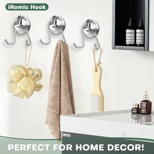 Stainless Steel Suction Cup Hooks for Shower, Bathroom, Kitchen, Glass Door, Mirror, Tile – Loofah, Towel, Coat, Bath Robe Hook Holder,(2-PCS),Brushed Silver - color: Brushed Silver