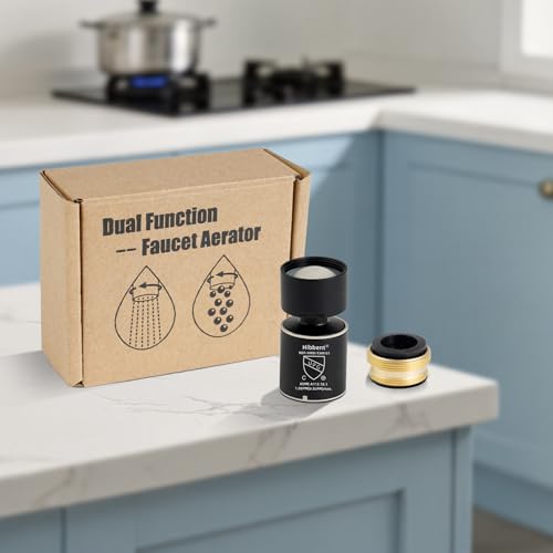 Hibbent NSF/ANSI/CAN 61 & cUPC Certified Faucet Aerator, Matte Black | 360° Twist Kitchen Sink Aerator, Dual-function Sink Sprayer Attachment, Faucet Replacement Part 55/64'' Female Thread - color: Matte Black, style: Classic 360 Degree Faucet Aerator