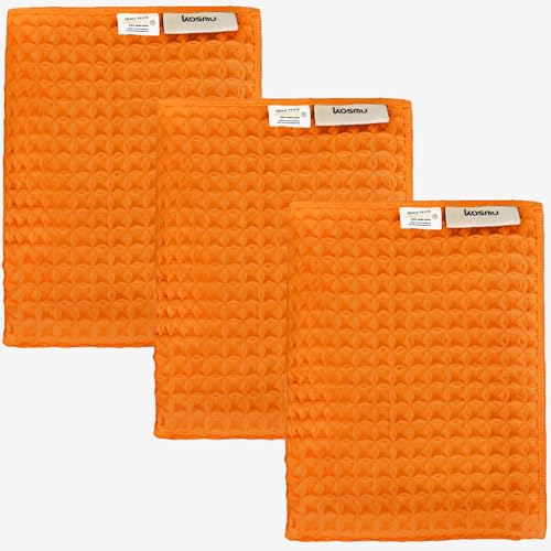 Luxury Organic Japanese Cotton Waffle Bath Towel | Thick, Absorbent, Quick Dry Bathroom Towels for Shower, Sauna, Onsen| Hotel & Spa Quality, Gift-Ready (Coral Orange, Hand Towel (3 Pack)) - color: Coral Orange, style: Hand Towel Set (3 Pack)