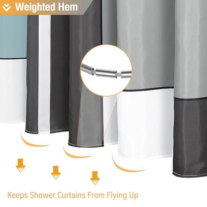 72x78 Long Modern Geometric Waterproof Fabric Shower Curtain, Fog Blue | Tall Size, Premium Polyester, Weighted Hem, 12 Plastic Hook, Vibrant Color, Wrinkle-resistant, Quick-Dry, Machine Washable - color: Fog Blue, size: 72"W x 78"L (Pack of 1)