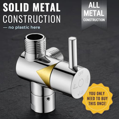 G-Promise Solid Metal High-Flow Shower Diverter Valve (Chrome) | High Water Output, 4 Spray Modes with Pause Mode, Anti-Leak, Use Separately or Both, Easy Install, Universal Replacement - color: Chrome