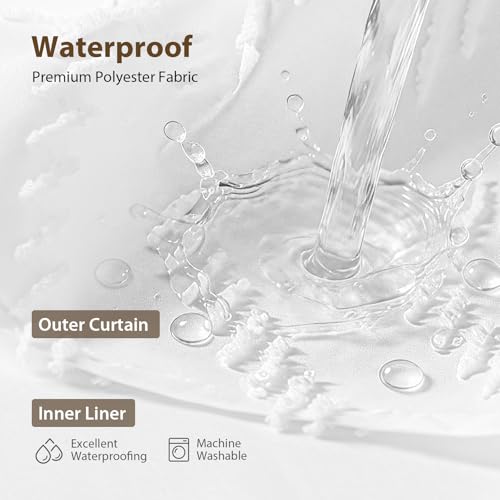 White Hook Free Chevron Shower Curtain & Fabric Liner,72x87 | Less Time to install, 3 in 1 Fabric Shower Curtain and Liner Set with Magnets, Extra Long, Shower Curtains for Bathroom - color: A White, size: 72"W x 87"L (Pack of 1)