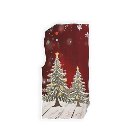 Christmas Tree with Snowflake Hand Towels 16x30 in Bathroom Towel, Retro Wooden Red Small Bath Towel Merry Christmas X-mas Bathroom Decor Gifts - color: Christmas Tree