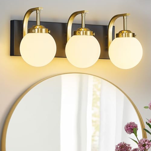 Modern Sand Black-Gold Bathroom Vanity Light Fixtures Over Mirror 3 Light Wall Sconce Vanity Light for Bathroom Lighting - color: Sand Black Gold, size: M Size Shade-3 Lights