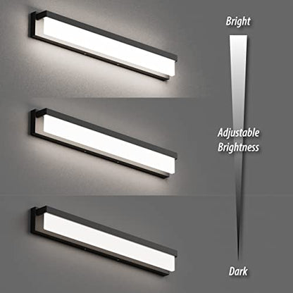LED Bathroom Vanity Light Fixture Over Mirror 24.4 inch Modern Rectangle Black Matte Metal Lighting Bar 4000K Daylight Wall Sconce (Black) - color: Black, size: 24 inch