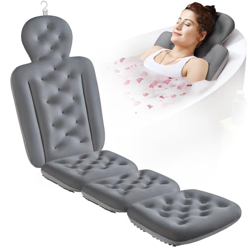 Full Body Bath Pillow for Bathtub, Thick Bathtub Cushion, Luxury Tub Pillow for Bath for Headrest Neck and Back Support Gray 60" x 16" - color: Gray, size: 60" X 16"