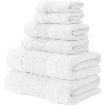 Modern Threads Air Cloud 6-Piece Towel Set - 100% Zero-Twist Cotton, 500 GSM, Quick Dry & Plush, White - color: White, size: 6 Pcs Towel Set