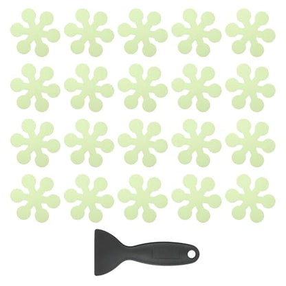PATIKIL 20 Pcs Non Slip Bathtub Stickers, Anti Slip Shower Stickers with Scraper Bathroom Shower Floor Decals Snowflake Shape Cute Treads Tubs, Luminous - color: Luminous