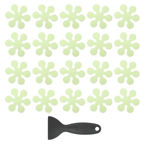 PATIKIL 20 Pcs Non Slip Bathtub Stickers, Anti Slip Shower Stickers with Scraper Bathroom Shower Floor Decals Snowflake Shape Cute Treads Tubs, Luminous - color: Luminous